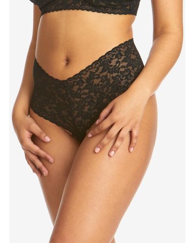 Hanky Panky Retro Lace Crotchless Thong - Brown