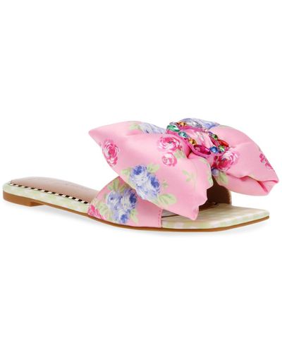 Betsey Johnson Daisyy-g Bow Slip-on Flat Sandal - Pink