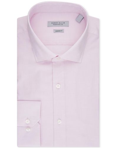 Perry Ellis Modern-fit Lux Twill Solid Dress Shirt - Purple