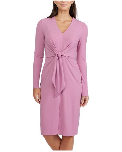 Ellen Tracy V-neckline Dress - Pink