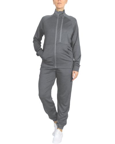 Galaxy By Harvic Moisture Wicking Performance Active Track Jacket And jogger Set - Gray