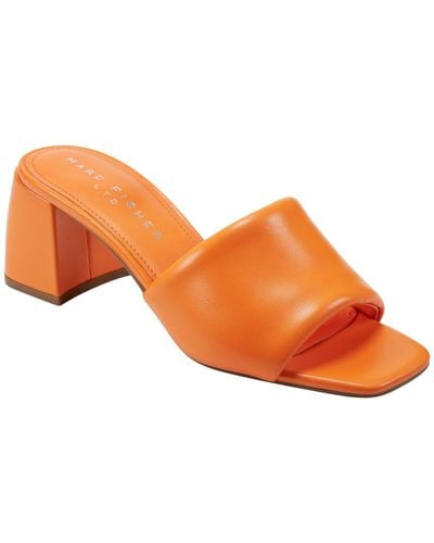 Marc Fisher Nombra Slip-on Block Heel Dress Sandals - Orange