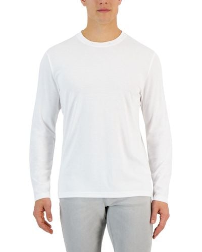 Alfani Alfatech Long Sleeve Crewneck T-shirt - White