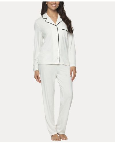 Felina Jessie 2 Pc. Long Sleeve Pajama Set - White