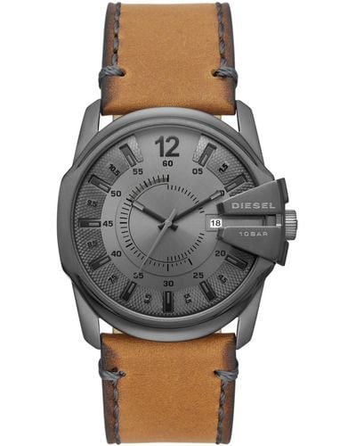 DIESEL Master Chief Three-hand Leather Watch 46mm - Brown