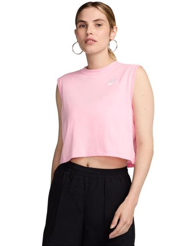 Nike Sportswear Club Cropped Sleeveless T-shirt - Pink