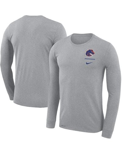 Nike Boise State Broncos Logo Stack Legend Performance Long Sleeve T-shirt - Gray
