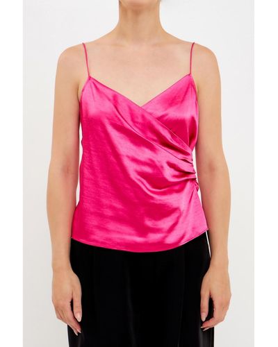 Endless Rose Wrap Over Satin Camisole - Pink