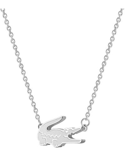 Lacoste Stainless Steel Crocodile Necklace - Metallic