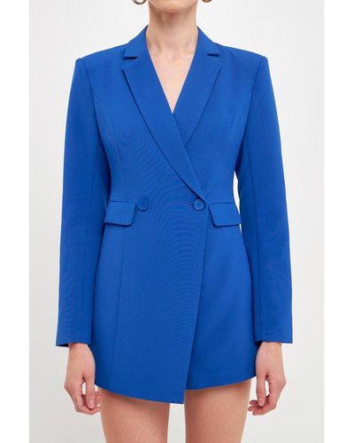 Endless Rose Suit Blazer Romper - Blue