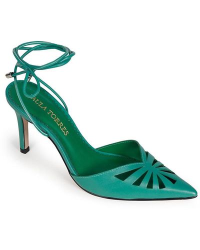 Paula Torres Kate Ankle-tie Pointed-toe Dress Pumps - Green