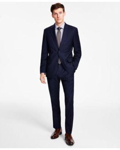 Tommy Hilfiger Modern Fit Th Flex Stretch Plaid Wool Blend Suit Separates - Blue