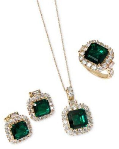 Effy Effy Lab Grown Emerald Lab Grown Diamond Halo Jewelry Collection In 14k Gold - Green