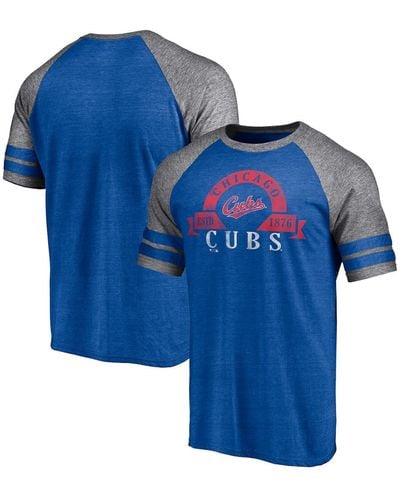 Fanatics Chicago Cubs Utility Two-stripe Raglan Tri-blend T-shirt - Blue
