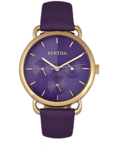 Bertha Quartz Gwen Collection Leather Watch 36mm - Purple