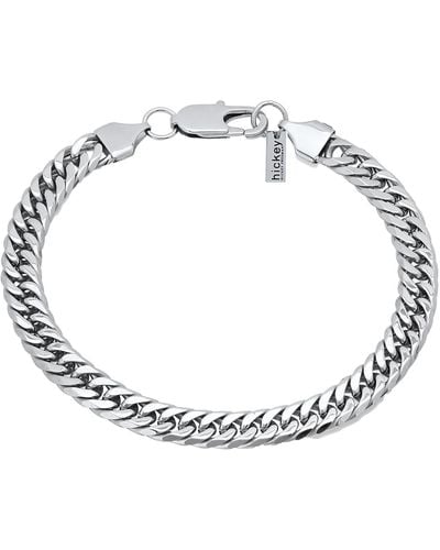 Hickey Freeman Hickey By Stainless Steel Wide Flattened Curb Chain Bracelet - Metallic