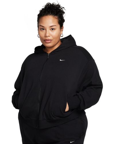 Nike Plus Size Chill Terry Full-zip French Terry Hoodie - Black