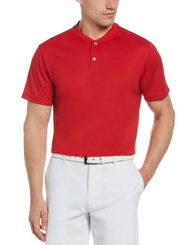 PGA TOUR Pique Golf Polo With New Casual Collar - Red