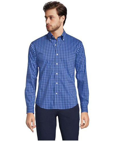Lands' End Traditional Fit Comfort-first Shirt - Blue