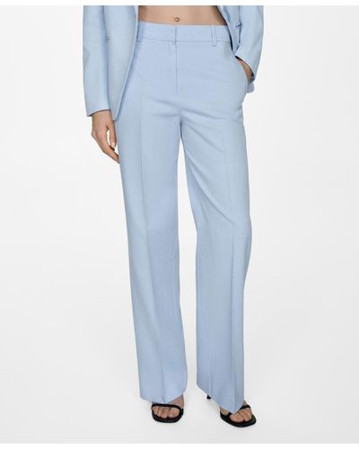 Mango Lyocell Suit Pants - Blue