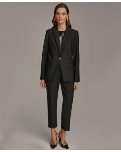 Donna Karan One Button Blazer Ankle Pant - Gray