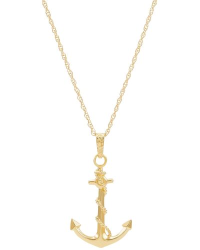 Macy's Men's Anchor Pendant Necklace In 10k Gold - Metallic