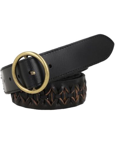 Frye Woven Leather Belt - Black