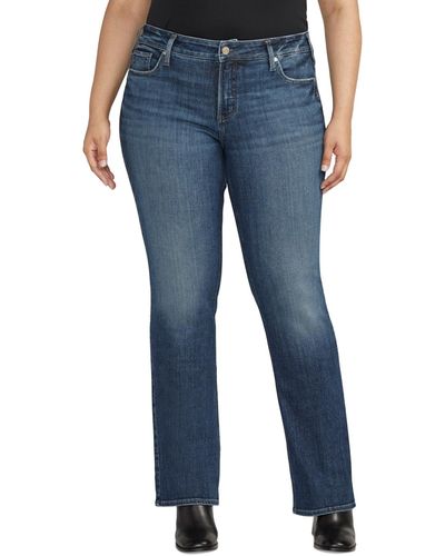 Silver Jeans Co. Plus Size Elyse Mid-rise Comfort-fit Slim Bootcut Jeans - Blue