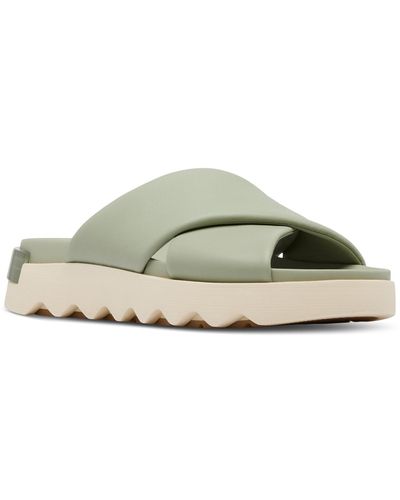 Sorel Viibe Crisscross Slide Sandals - Green