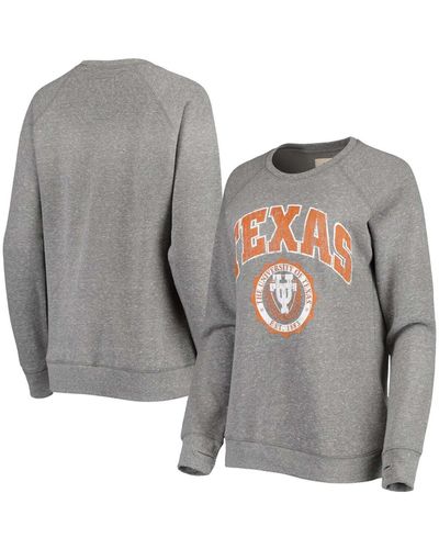 Pressbox Texas Longhorns Distressed Edith Vintage-like Knobi Fleece Crew Sweatshirt - Gray