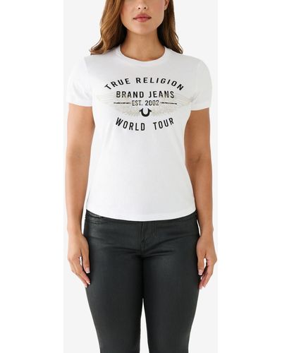 True Religion Short Sleeve Retro Crystal Slim Crew T-shirt - White