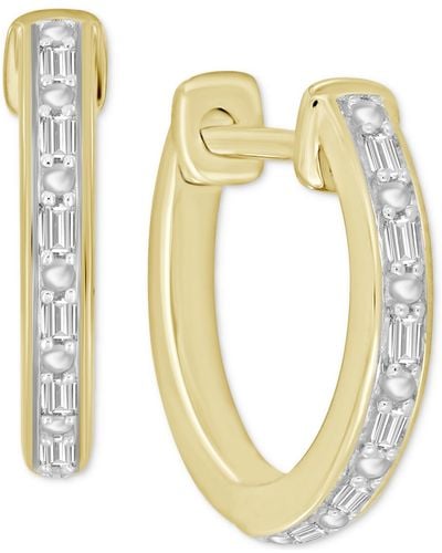 Macy's Diamond Baguette Small Hoop Earrings (1/20 Ct. T.w. - Metallic