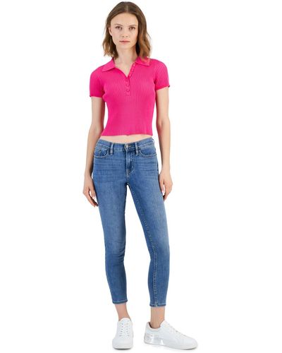 Calvin Klein Petite High Rise 27" Skinny Ankle Jeans - Pink