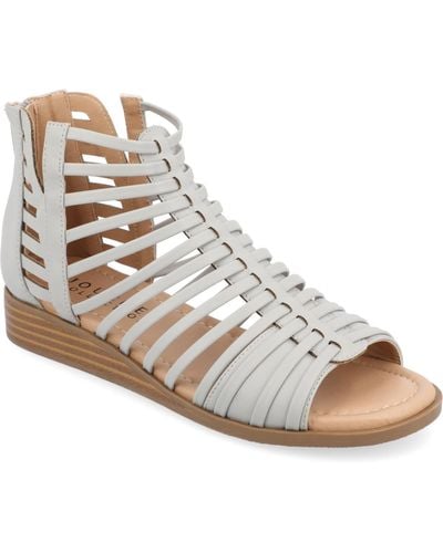 Journee Collection Delilah Gladiator Sliver Wedge Sandals - Metallic