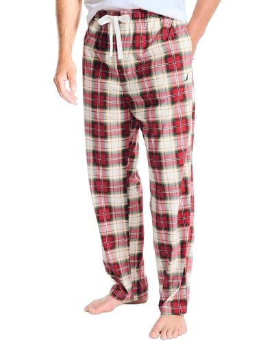 Nautica Classic Fit Cozy Fleece Drawstring Sleep Pants - Red