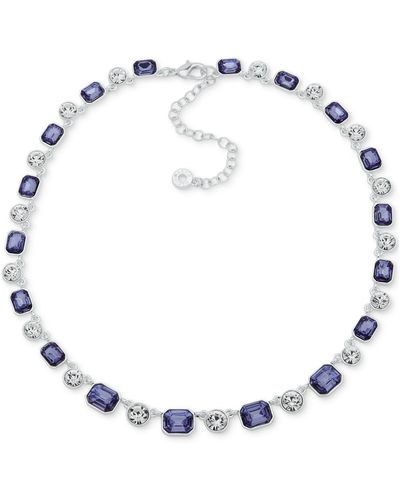 Anne Klein Silver-tone Stone Collar Necklace - Blue