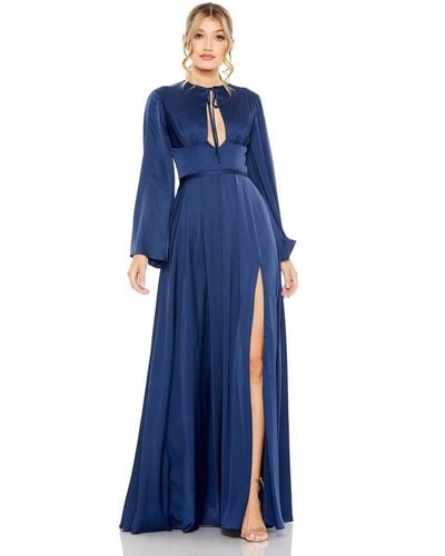 Mac Duggal 68308 Long Sleeve A-line Evening Dress - Blue