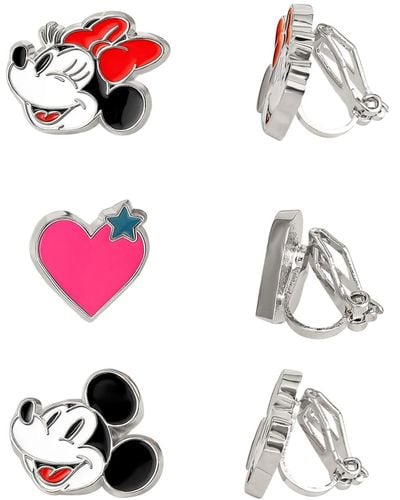 Disney Mickey And Minnie Mouse Fashion Clip On Earrings - Multicolor