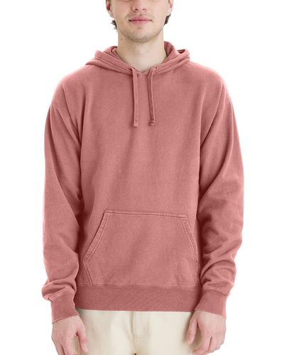 Hanes Garment Dyed Fleece Hoodie - Pink