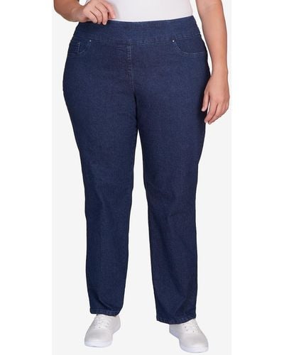 Ruby Rd. Plus Size Pull On Denim Pants - Blue