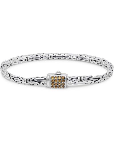 DEVATA Citrine & Borobudur Oval 5mm Chain Bracelet - White