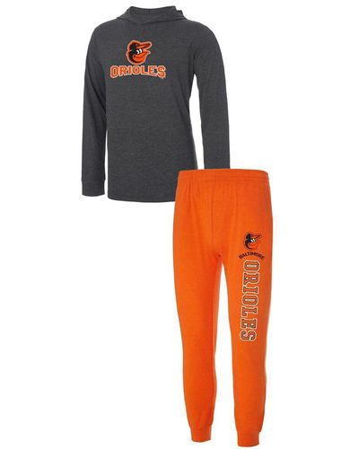 Concepts Sport Orange And Charcoal Baltimore Orioles Meter Hoodie And sweatpants Set - Multicolor