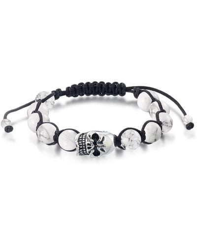 Andrew Charles by Andy Hilfiger Onyx Bead Skull Bolo Bracelet - White