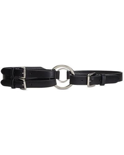 Lauren by Ralph Lauren Tri-strap O-ring Leather Belt - Black