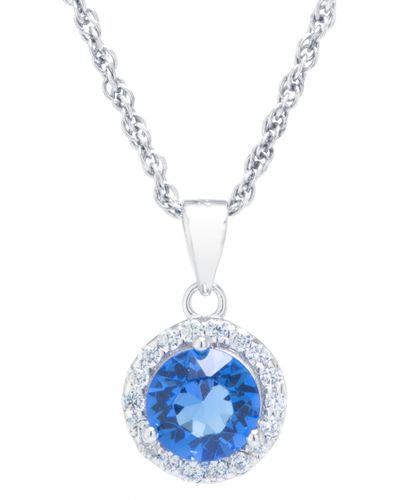 Giani Bernini Crystal And Cubic Zirconia Halo 18" Pendant Necklace - Blue