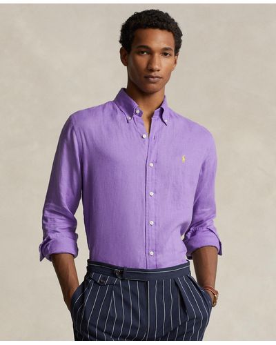Polo Ralph Lauren Classic-fit Linen Shirt - Purple