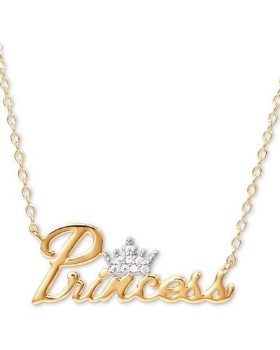 Disney Cubic Zirconia Princess Tiara 18" Pendant Necklace - Metallic