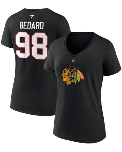 Fanatics Connor Bedard Chicago Hawks 2023 Nhl Draft Authentic Stack Player Name And Number V-neck T-shirt - Black