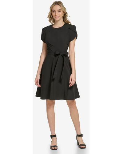 Calvin Klein Crewneck Short-sleeve A-line Dress - Black