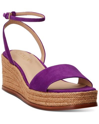 Lauren by Ralph Lauren Leona Espadrille Platform Wedge Sandals - Purple